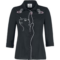 Dancing Days - Rockabilly Bluse - Snow Bird Shirt - L bis 3XL - für Damen - Größe 3XL - schwarz von Dancing Days