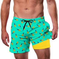 Dancinova Herren Badehosen Männer Badeshorts Summer Short Atmungsaktiv Wasserabweisend Elastisch Sporthose kurz Ananas, M von Dancinova