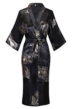 DandyChic Damen kimono roben kimono imitation silk nachtwäsche lange leichte nightgown Golden Blumen Large von DandyChic