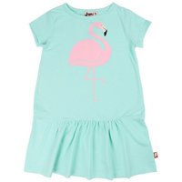 Danefae A-Linien-Kleid DYR Zanzi Dress Fresh Mint Flamingo kleid Mädchen türkis 4Y Sommerliches Mädchen Kurzarm Kleid in mint mit tollem Flamingo Print von Danefae