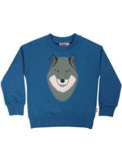 Danefae Dyr by Bellow Sweat Dusty Blue Ulv - Kinderpullover blau mit Wolf Motiv (140) von Danefae