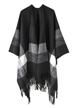 Danfiki Damen Poncho Schal Cashmere Feeling Strick Cape Cardigan von Danfiki