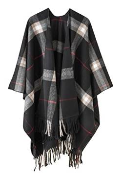 Danfiki Damen Poncho Schal Cashmere Feeling Strick Cape Cardigan von Danfiki