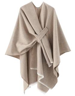 Danfiki Damen Poncho Warm Strick Cape Mode Wendbar Schal Umhang Elegant Cardigan Kreativer Mantel Herbst Festliche Geschenke für Mädchen von Danfiki