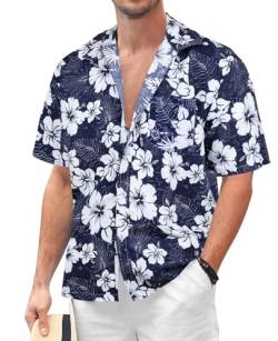 Danfiki Hawaiihemd Herren Kurzarmhemd Sommer Hemd Freizeithemd Urlaub Sommer Strand Hemd von Danfiki