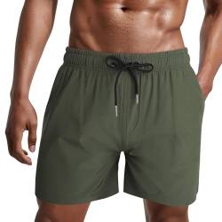 Danfiki Herren Badehose Schnelltrocknend Badeshorts Kurzen Strandhose Sporthose Schwimmhose mit Meshfutter von Danfiki