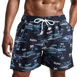 Danfiki Herren Badehose Schnelltrocknend Boardshorts Schwimmhose Verstellbarem Tunnelzug Kurzen Strandhose Sporthose mit Meshfutter von Danfiki