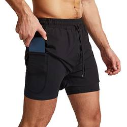 Danfiki Laufshorts Herren Kurze Sporthose Kurz mit Tasche Laufhose Herren Kurzmit Taschen Hosen Fitness Laufhose von Danfiki