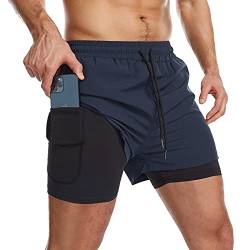 Danfiki Laufshorts Herren Kurze Sporthose Kurz mit Tasche Laufhose Herren Kurzmit Taschen Hosen Fitness Laufhose von Danfiki