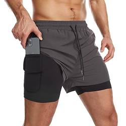 Danfiki Laufshorts Herren Kurze Sporthose Kurz mit Tasche Laufhose Herren Kurzmit Taschen Hosen Fitness Laufhose von Danfiki