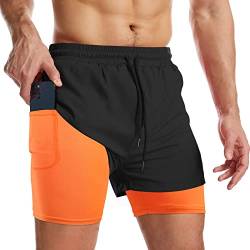 Danfiki Laufshorts Herren Kurze Sporthose Kurz mit Tasche Laufhose Herren Kurzmit Taschen Hosen Fitness Laufhose von Danfiki