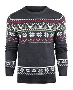 Danfiki Pullover Herren Herren Weihnachtspullover Sweater Christmas Pullover Rundhals Warme Strickpulli für Weihnachten von Danfiki