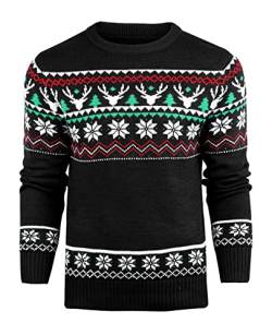Danfiki Pullover Herren Herren Weihnachtspullover Sweater Christmas Pullover Rundhals Warme Strickpulli für Weihnachten von Danfiki