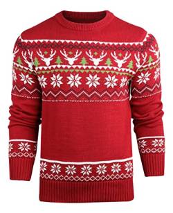 Danfiki Pullover Herren Herren Weihnachtspullover Sweater Christmas Pullover Rundhals Warme Strickpulli für Weihnachten von Danfiki