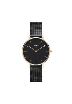 Daniel Wellington Petite Ashfield, Schwarz/Silber Uhr, 36mm, Mesh, für Damen und Herren von Daniel Wellington