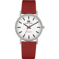 Danish Design Titanuhr Designuhr DD Rhine ⌀35mm Lederband, Roter Sekundenzeiger von Danish Design