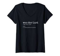 Damen Definition of Wanderlust T-Shirt mit V-Ausschnitt von Dank and Funny Meme Apparel