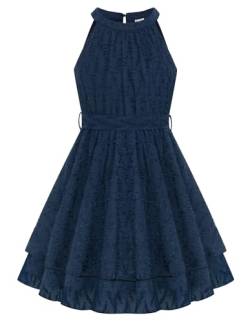 Danna Belle Mädchen Kleid 116 Kinder Festlich Einschulung Sommer Prinzessin Party Hochzeit A-Linien Ärmellos Kleider 122 Blau von Danna Belle