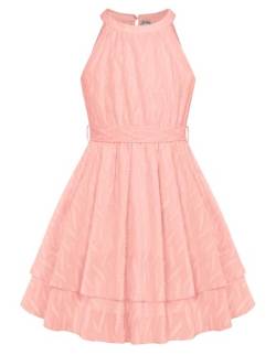 Danna Belle Mädchen Kleid 128 Kinder Festlich Einschulung Sommer Prinzessin Party Hochzeit A-Linien Ärmellos Kleider 134 Rosa von Danna Belle