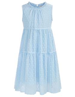 Kleid Mädchen 116 Kinder Chiffon Sommerkleid Freizeitkleid Partykleid Blumenmädchenkleider Festlich Hochzeit A-Linie ärmellos Rundhals Blau von Danna Belle