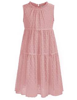 Kleid Mädchen 128 Kinder Chiffon Sommerkleid 134 Freizeitkleid Partykleid Blumenmädchenkleider Festlich Hochzeit A-Linie ärmellos Rundhals Rosa von Danna Belle