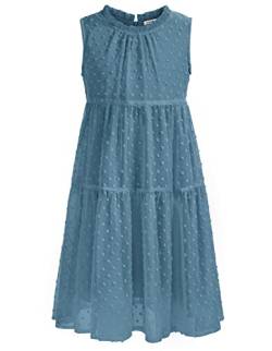 Kleid Mädchen 152 Kinder Chiffon Sommerkleid 158 Freizeitkleid Partykleid Blumenmädchenkleider Festlich Hochzeit A-Linie ärmellos Rundhals Blau von Danna Belle