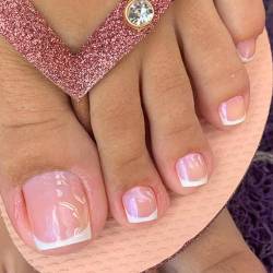 Danshinbow 24 Stück Französische quadratische gefälschte Fingernägel Strass Glitter falsche Toe glänzende Nagelspitzen für Frauen und Mädchen (Rosa4) von Danshinbow