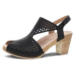 Dansko Teagan Stilvolle Peep-Toe-Sandale für Damen – hochwertiges Leder mit lasergeschnittenen Details und einem Absatz für einen klassischen, ganztägigen Look – gepolstertes, konturiertes Fußbett für von Dansko
