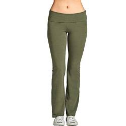 Schlaghose Damen Stretch Stoff Yogahose Low Waist Flared Leggings Blickdicht Bootleg Sporthose Laufhose Elastische Bootcut Jogginghose Fitnesshose Lang Jazzpants Relaxhose (Armeegrün, M) von Dantazz