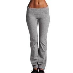 Schlaghose Damen Stretch Stoff Yogahose Low Waist Flared Leggings Blickdicht Bootleg Sporthose Laufhose Elastische Bootcut Jogginghose Fitnesshose Lang Jazzpants Relaxhose (Dunkelgrau, S) von Dantazz