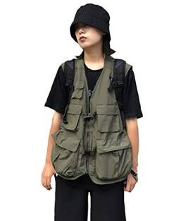 Damen Anglerweste Journalist Fotografie Atmungsaktiv Weste Reisejacke Mantel Multi-Tasche Jacke (Armeegrün, S) von Daoba