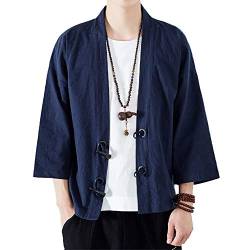 Herren Japan Happi Kimono Haori Jacke Übergangsjacke Leinen Mäntel von Daoba