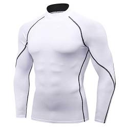DaobaMEN Herren Kompressionsshirt Langarmshirt Funktionsshirts Top Fitness T-Shirt mit Hohem Kragen von DaobaMEN