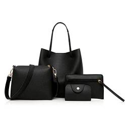 Dapuly Frauen PU Leder Handtaschen Umhängetasche Geldbörse Kartenhalter Set, 4PCS Mode Damen Messenger Umhängetasche Geldbörsen Münze Geldbeutel Outdoor-Reisen von Dapuly