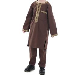 Darabun Jungen Muslim Robe Outfit Set Arabisch Islamisch Kostüme Ethnische Kleidung Naher Osten Teenager Kleidung 2pcs/Set von Darabun