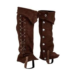 Vintage Beinschutz Gamasche - verstellbare PU Leder Schnalle Schuhe Abdeckung Mittelalter Stiefel Gamaschen Wandern Schienbeinschutz Rüstung für Männer Frauen, Cosplay Kostümzubehör von Darabun