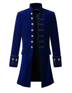 DarcChic Herren-Mantel aus Samt, Gothic, Steampunk, viktorianischer Stil, Blau, XL von DarcChic