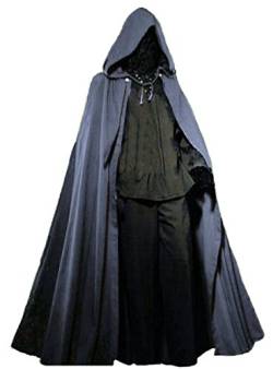 Dark Dreams Gothic Mittelalter LARP Gewandung komplett - Umhang Hose Hemd - (ohne Gürtel) blau schwarz, Größe:XXL von Dark Dreams