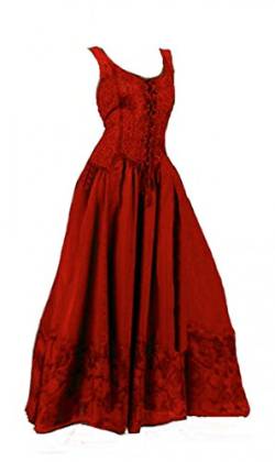 Dark Dreams Kleid Mittelalter Gothic Schnürung Audry schwarz rot grün braun weiß 36 38 40 42 44 46, Farbe:rot, Größe:S/M von Dark Dreams