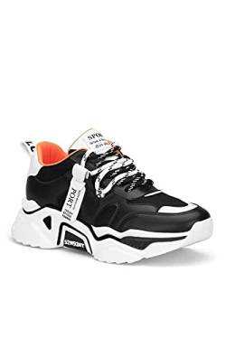 Damen Plateau Sneaker mit Hoher Sohle (Schwarz/Weiß, eu_Footwear_Size_System, Adult, Women, Numeric, medium, Numeric_40) von Dark seer
