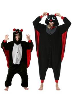 DarkCom Fledermaus Onesie für Kinder und Erwachsene,Eltern-Kind Karneval Schlafanzug Cosplay Halloween Tierkostüm Weihnachten Pyjamas 8-9 Years von DarkCom