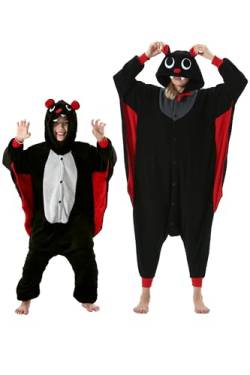 DarkCom Fledermaus Onesie für Kinder und Erwachsene,Eltern-Kind Karneval Schlafanzug Cosplay Halloween Tierkostüm Weihnachten Pyjamas X-L von DarkCom