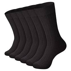 DarkCom Gerippt Socken Herren 43-46 Schwarz Socken Herren 39-42, Business Socken, Nahtloses Bündchen, Weich, Langlebig, Kein Einlaufen, 6 Paar 43-46 von DarkCom