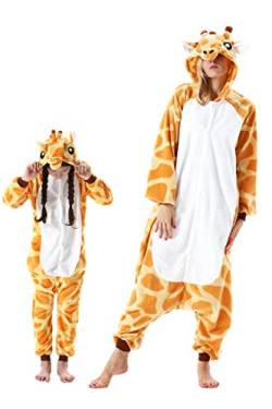 DarkCom Giraffe Onesie für Kinder und Erwachsene,Eltern-Kind Karneval Schlafanzug Cosplay Halloween Tierkostüm Weihnachten Pyjamas 10-11 Years von DarkCom