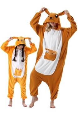 DarkCom Känguru Onesie für Kinder und Erwachsene,Eltern-Kind Karneval Schlafanzug Cosplay Halloween Tierkostüm Weihnachten Pyjamas X-L von DarkCom