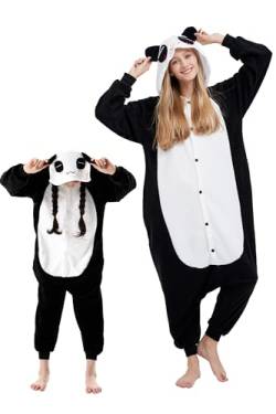 DarkCom Panda Onesie für Kinder und Erwachsene,Eltern-Kind Karneval Schlafanzug Cosplay Halloween Tierkostüm Weihnachten Pyjamas 10-11 Years von DarkCom