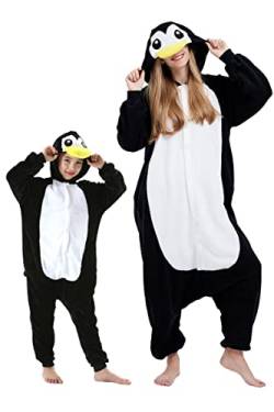 DarkCom Pinguin Onesie für Kinder und Erwachsene,Eltern-Kind Karneval Schlafanzug Cosplay Halloween Tierkostüm Weihnachten Pyjamas 6-7 Years von DarkCom