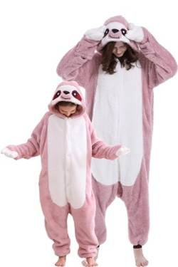 DarkCom Rosa Faultier Onesie für Kinder und Erwachsene,Eltern-Kind Karneval Schlafanzug Cosplay Halloween Tierkostüm Weihnachten Pyjamas 10-11 Years von DarkCom