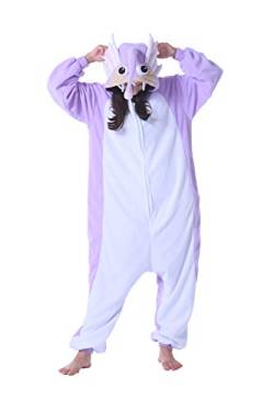 DarkCom Tier Onesie Halloween Cosplay Angler Fisch Lila Kostüm Karneval Einteiliger Pyjamas Jumpsuit für Frauen und Männer XL von DarkCom
