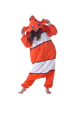 DarkCom Tier Onesie Halloween Cosplay Clownfish Kostüm Karneval Einteiliger Pyjamas Jumpsuit für Damen und Herren L von DarkCom